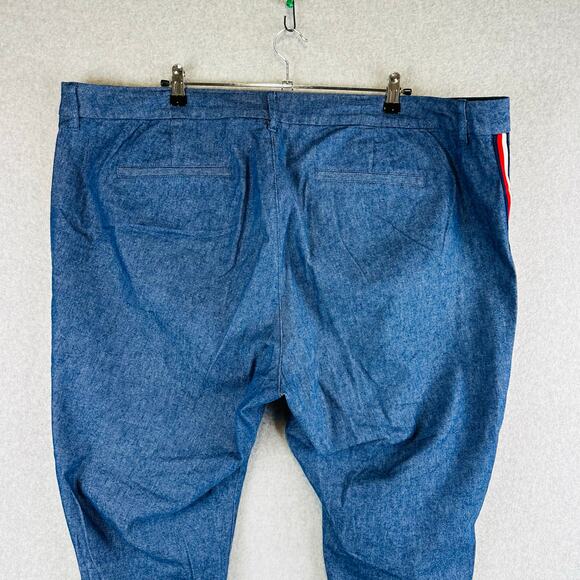 Old Navy Womans Sz 24 Plus Ankle Pixie Pants Blue Stripe Pockets Linen Blend - Picture 7 of 8